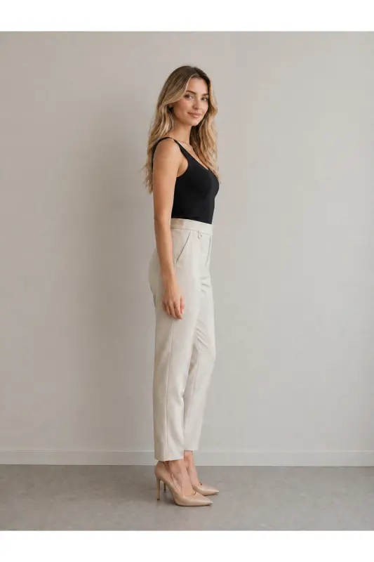 70593 Kadın Pantolon - Krem - 3