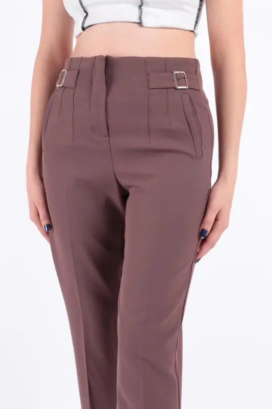 70609 Kadın Pantolon - KAHVE - 5