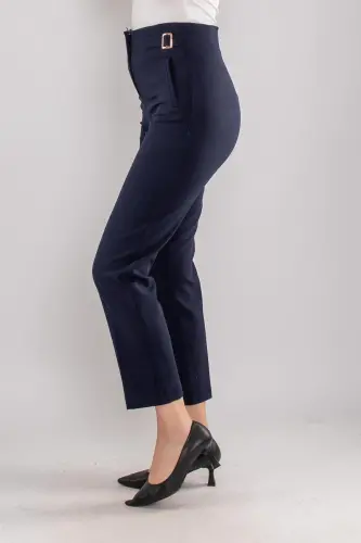 70609 Pleated Fabric Trousers with Buckle - 3