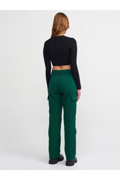 70828 Cargo Pocket Patchwork Denim Pants - Green - 14