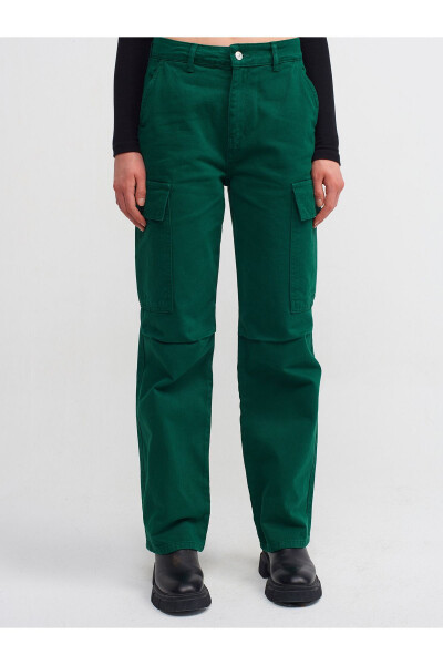 70828 Cargo Pocket Patchwork Denim Pants - Green - 16
