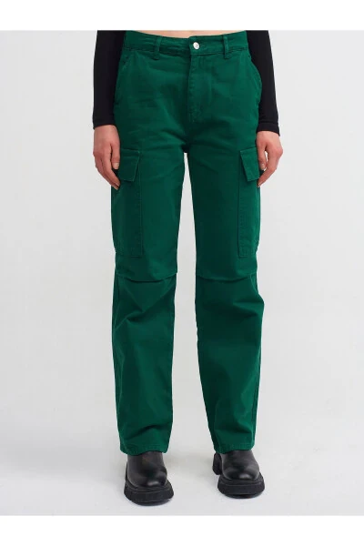 70828 Джинсы карго с заплатками из денима - Зеленый - 4