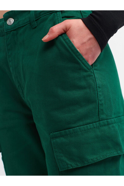 70828 Kargo Cep Parça Boya Denim Pantolon-Yeşil - 11