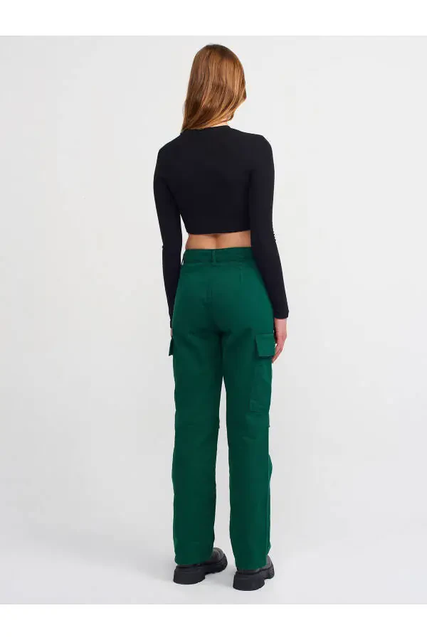 70828 Yukxori Cho'ntakli Parcha Bo'yalgan Denim Shimim - Yashil - 6