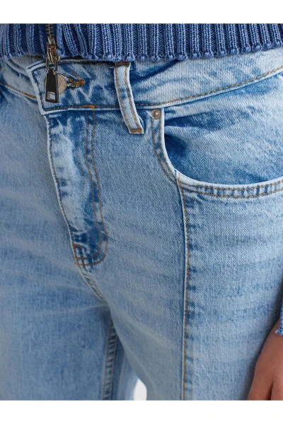 70902 Front Seam Washed Denim Pants-Blue - 11