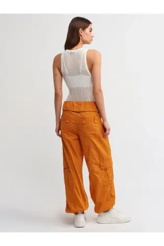 70928 Beli Katlamalı Kargo Pantolon-Oranj-Oranj - DILVIN (1)