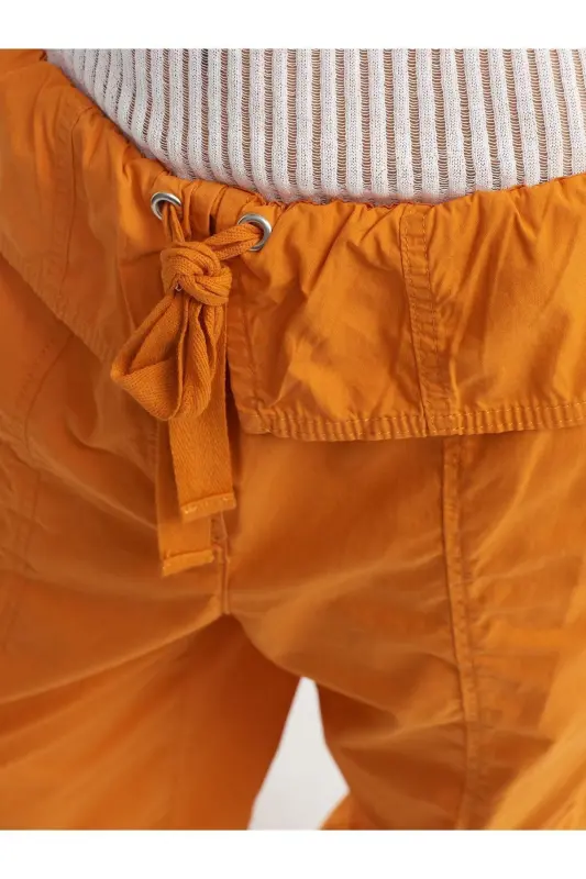 70928 Beli Katlamalı Kargo Pantolon-Oranj-Oranj - 4