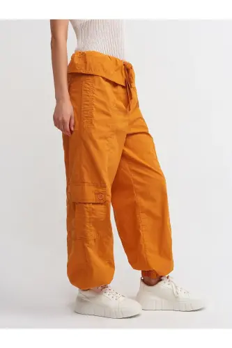 70928 Beli Katlamalı Kargo Pantolon-Oranj-Oranj - 3