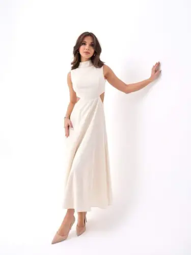 7094 DRESS-BEIGE - BÜYÜKBEDENIZ (1)