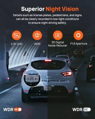 70mai 2.7K Dash Cam Front A500S, 1944P Dash Camera for Cars with Sony IMX335, Dashcam Built-in WiFi GPS, Optional Rear Dashcam, ADAS, 2'' IPS LCD Screen, 24H Parking Mode, WDR, Super Night Vision - 70MAI (1)