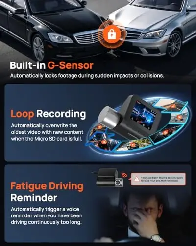 70mai 2.7K Dash Cam Front A500S, 1944P Dash Camera for Cars with Sony IMX335, Dashcam Built-in WiFi GPS, Optional Rear Dashcam, ADAS, 2'' IPS LCD Screen, 24H Parking Mode, WDR, Super Night Vision - 3