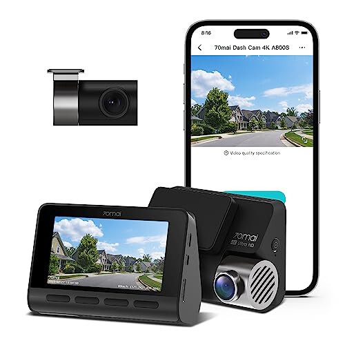 70mai 4K Dash Cam A800S Sony IMX415 Sensörüyle, Ön ve Arka Kamera, Dahili GPS, Süper Gece Görüşü, 3'' IPS LCD, 24 Saat Park Modu, ADAS, Döngü Kaydı, iOS/Android Uygulama Kontrolü - 10