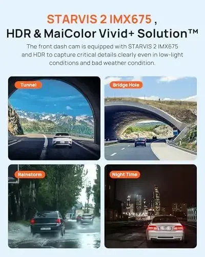 70mai Dash Cam Front and Rear A510,1944P+1080P with STARVIS 2 IMX675 and 64GB Card, Dash Camera for Cars, 4G LTE Support, ADAS, Built-in GPS WiFi, APP Control, HDR, 24H Parking Mode, Loop Recording - 4