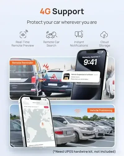 70mai Dash Cam Front and Rear A510,1944P+1080P with STARVIS 2 IMX675 and 64GB Card, Dash Camera for Cars, 4G LTE Support, ADAS, Built-in GPS WiFi, APP Control, HDR, 24H Parking Mode, Loop Recording - 2