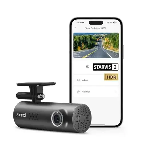 70mai Dash Cam M200, видеорегистратор для автомобилей 1080P, фронтальная камера с STARVIS2 IMX662, HDR ночное видение, монитор парковки, G-сенсор, циклическая запись, таймлапс, приложение и WiFi, голосовое управление Small DashCam - 1