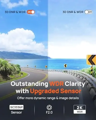 70mai Dash Cam M300, 1296P QHD, Avtomobillar uchun o'rnatilgan WiFi Smart Dash Camera, 140° Keng burchakli FOV, WDR, Kechasi ko'rish, iOS/Android mobil ilovasi - 4