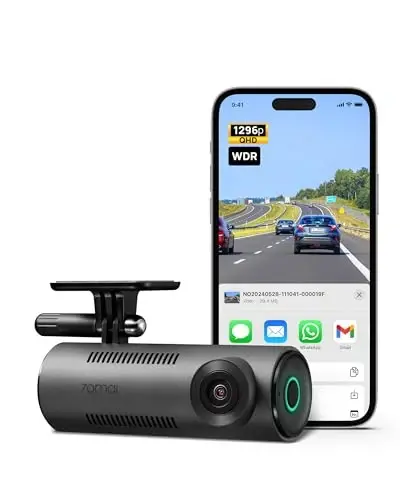 70mai Dash Cam M300, 1296P QHD, Built in WiFi Smart Dash Camera for Cars, 140° Wide-Angle FOV, WDR, Night Vision, iOS/Android Mobile App - 1