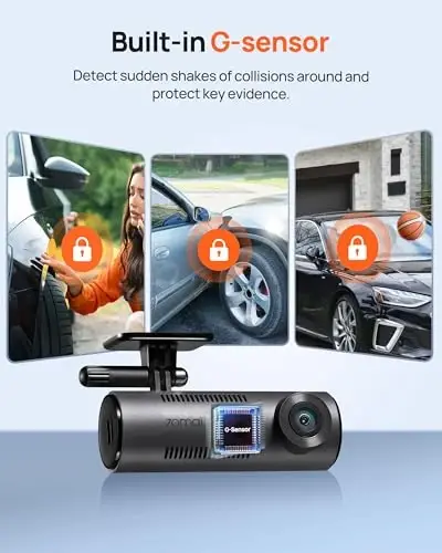 70mai Dash Cam M300, 1296P QHD, Built in WiFi Smart Dash Camera for Cars, 140° Wide-Angle FOV, WDR, Night Vision, iOS/Android Mobile App - 6