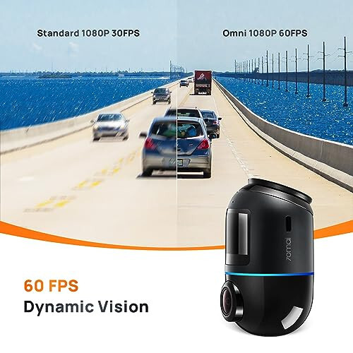 70mai Dash Cam Omni X200, 360° Dönen, Üstün Gece Görüşü, ADAS, GPS, Dahili 128GB eMMC Depolama, Zaman Geçikmeli Kayıt, 24 Saat Park Modu, Yapay Zeka Hareket Algılama, 1080P Tam HD, Uygulama Kontrolü - 3