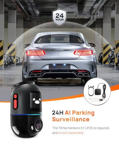 70mai Dash Cam Omni X200, 360° Dönen, Üstün Gece Görüşü, ADAS, GPS, Dahili 128GB eMMC Depolama, Zaman Geçikmeli Kayıt, 24 Saat Park Modu, Yapay Zeka Hareket Algılama, 1080P Tam HD, Uygulama Kontrolü - 6