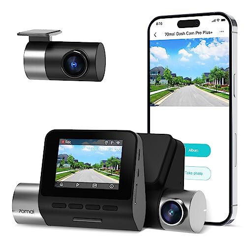 70mai True 2.7K 1944P Ultra Full HD Dash Cam A500S, Front and Rear, Built-in WiFi GPS Smart Dash Camera for Cars, ADAS, Sony IMX335, 2'' IPS LCD Screen, WDR, Night Vision - 1