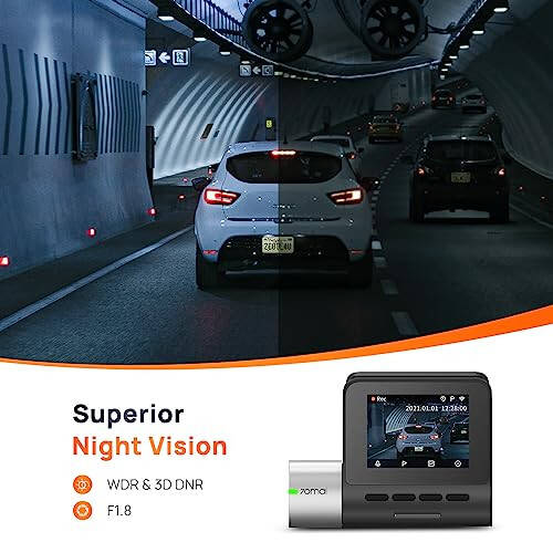 70mai True 2.7K 1944P Ultra Full HD Dash Cam A500S, Front and Rear, Built-in WiFi GPS Smart Dash Camera for Cars, ADAS, Sony IMX335, 2'' IPS LCD Screen, WDR, Night Vision - 9