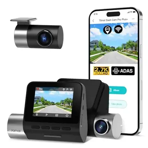70mai True 2.7K 1944P Ultra Full HD Dash Cam A500S, Front and Rear, Built-in WiFi GPS Smart Dash Camera for Cars, ADAS, Sony IMX335, 2'' IPS LCD Screen, WDR, Night Vision - 6