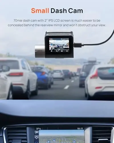 70mai True 2.7K 1944P Ultra Full HD Dash Cam A500S, Oldingi va orqa, O'rnatilgan WiFi GPS Smart Dash Camera avtomashinalar uchun, ADAS, Sony IMX335, 2'' IPS LCD ekran, WDR, Kechasi ko'rish - 1