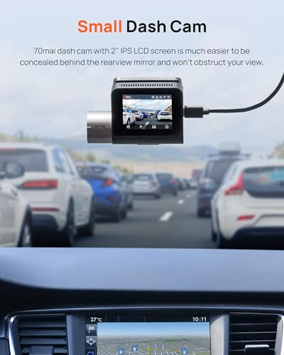 70mai True 2.7K 1944P Ultra Full HD Dash Cam A500S, Ön ve Arka, Dahili WiFi GPS Akıllı Araba Kamerası, ADAS, Sony IMX335, 2'' IPS LCD Ekran, WDR, Gece Görüşü - 3