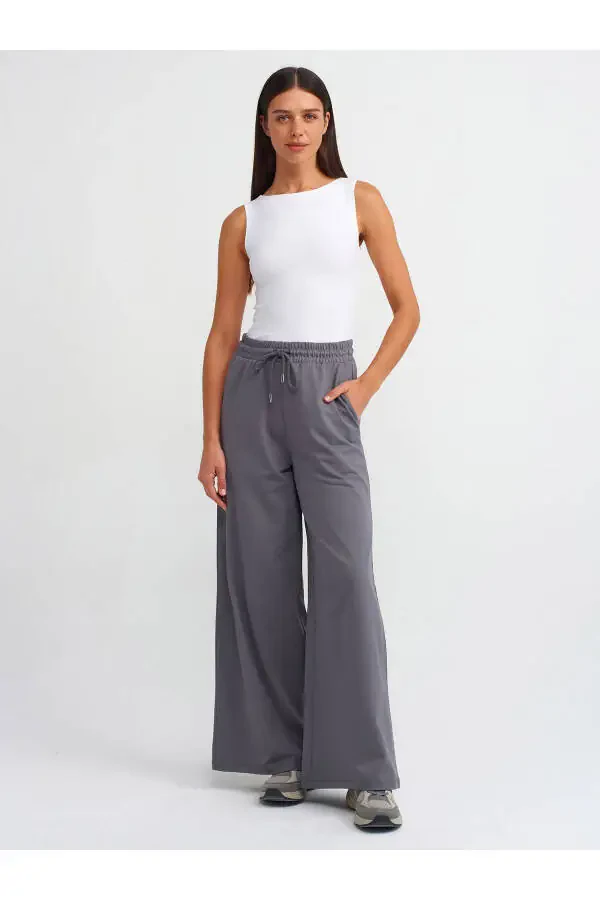 71049 Cotton Wide Leg Pants - Smoke - 17