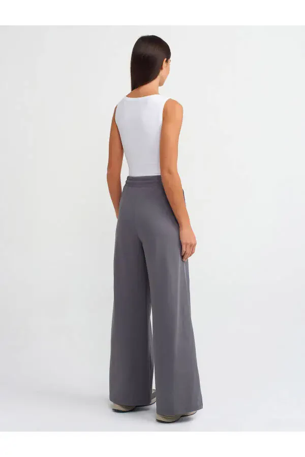 71049 Cotton Wide Leg Pants - Smoke - 2