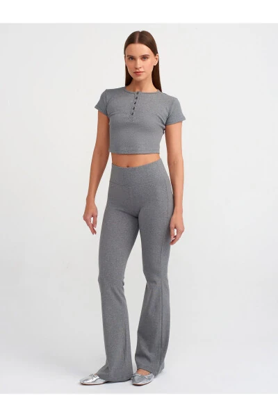 71050 Belted Wide Leg Trousers - Anthracite - DILVIN