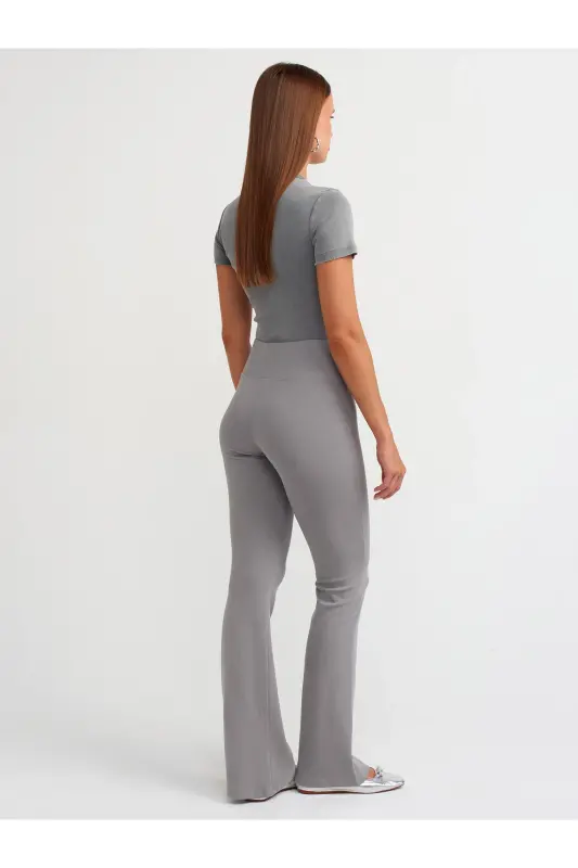 71054 Beli Fitilli Ispan Paça Pantalon-Kulrang-Kulrang - 2