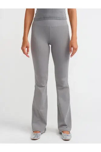 71054 Beli Fitilli Ispan Paça Pantalon-Kulrang-Kulrang - 3