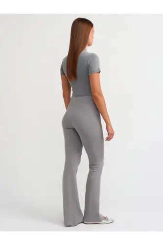 71054 Beli Fitilli İspanyol Paça Pantalon-Gri-Gri - DILVIN (1)