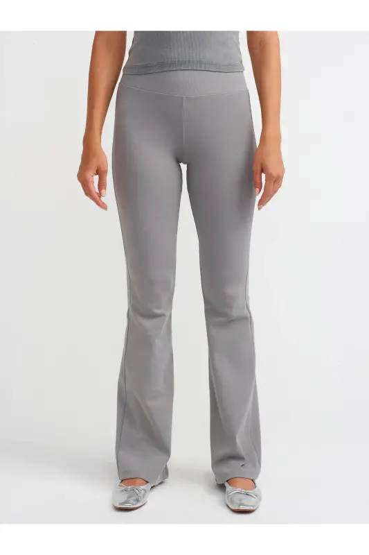 71054 Beli Fitilli İspanyol Paça Pantalon-Gri-Gri - 3