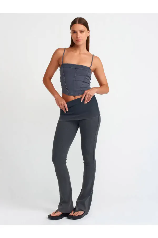 71060 Soluk Efektli Pantolon-Antrasit - 19