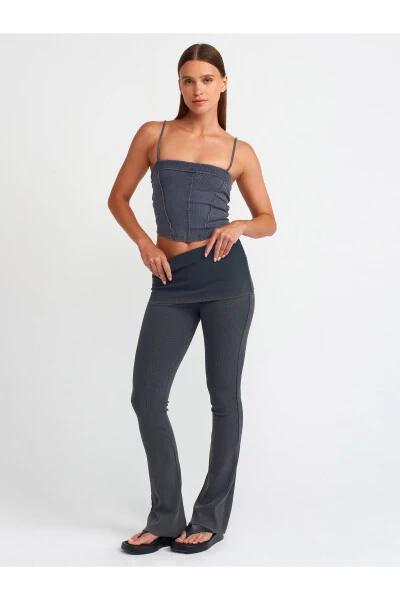 71060 Soluk Efektli Pantolon-Antrasit - 1