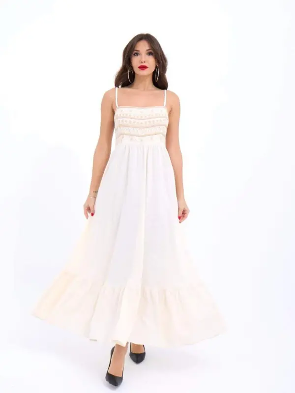 7114 DRESS-BEIGE - BÜYÜKBEDENIZ