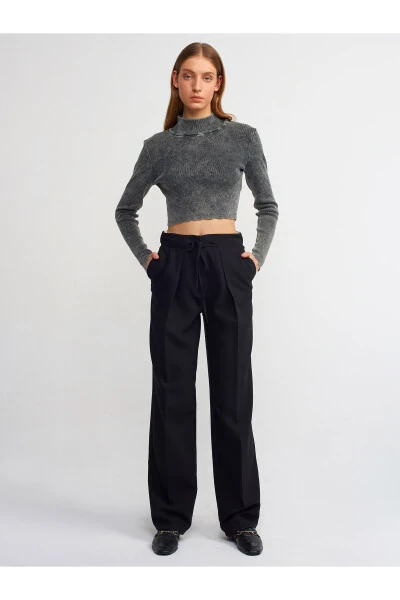 71231 Jiyda tafsilotli shim - Qora - 5