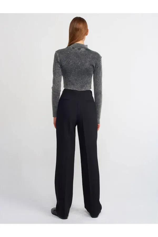 71231 Jiyda tafsilotli shim - Qora - 6