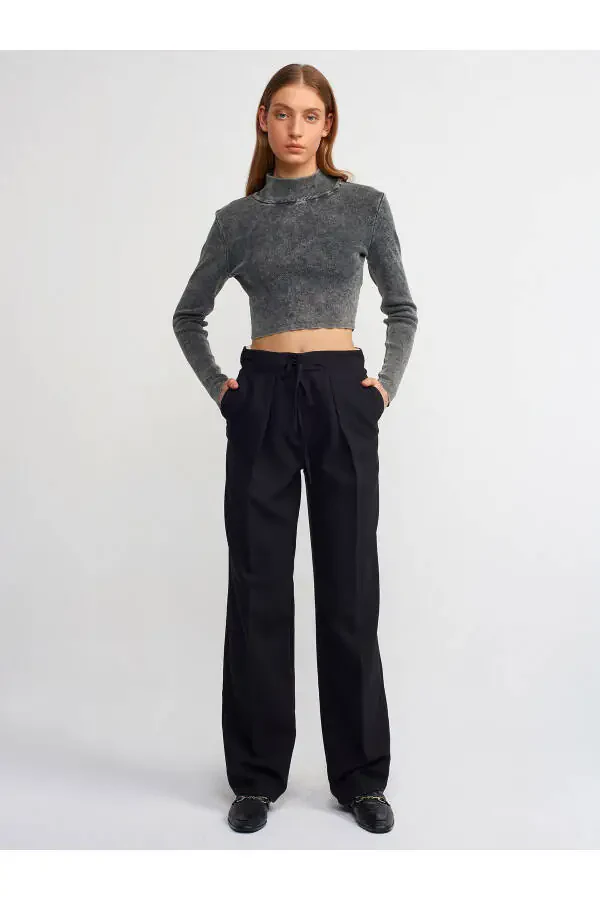 71231 Jiyda tafsilotli shim - Qora - 1