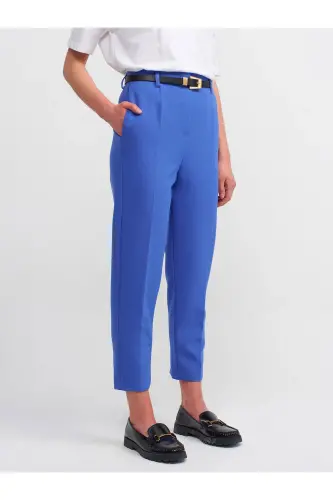 71233 Kemerli Yüksek Bel Pantolon-Mavi - Mavi - 3