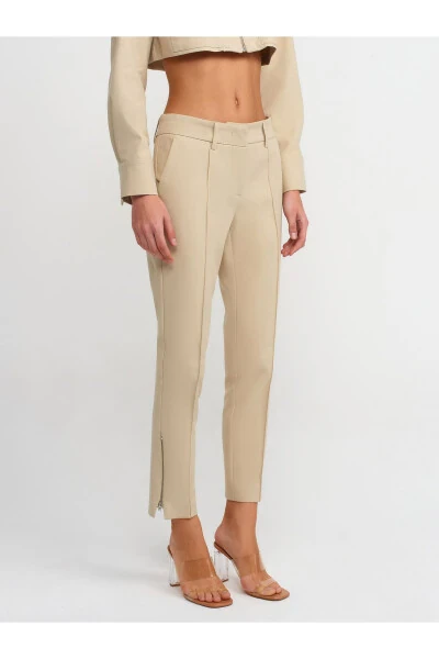 71237 Fermuarlı Pantolon-Taş - 19