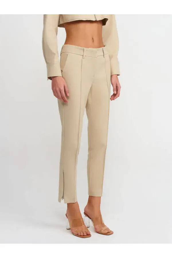 71237 Fermuarlı Pantolon-Taş - 15