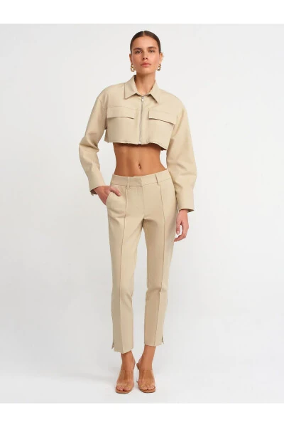 71237 Zippered Trousers-Stone - DILVIN