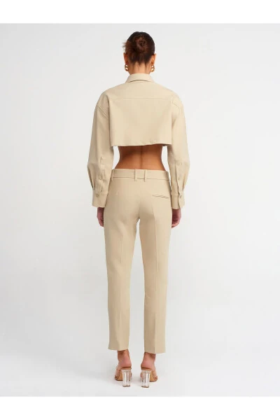 71237 Zippered Trousers-Stone - DILVIN (1)