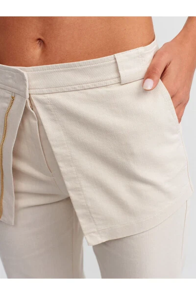 71243 Zippered Pants Skirt - Beige - 12