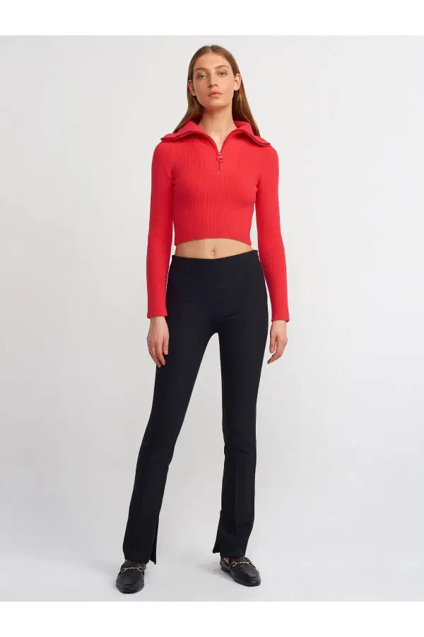 71244 High Waist Pants with Decorative Stitching - Black - 14