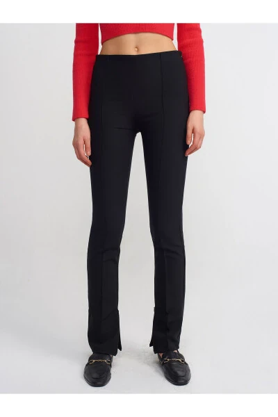 71244 High Waist Pants with Decorative Stitching - Black - 3